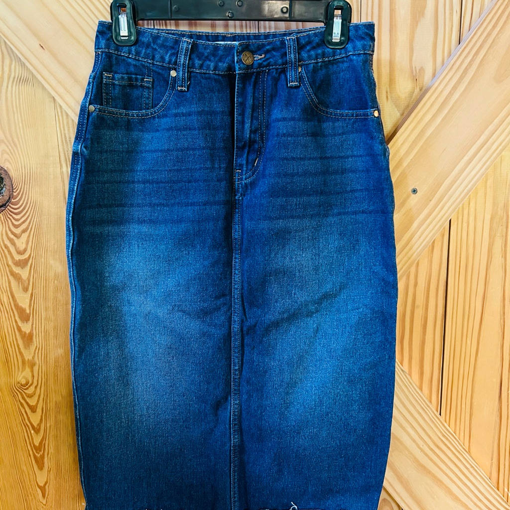 The Main Street Exchange Midi Denim Skirt
